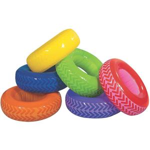 Fun Express Inflatable Obstacle Course Tires for Kids PE Equipment - 6 Colorful Vinyl Tires Set for Indoor Outdoor Games | Perfect for Ages 3-12 Backyard Field Day Activities
