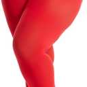 Frola Plus Size Tights for Women Semi Opaque Control Top High Waist Stockings 60 Denier Women's Pantyhose 2X 3X 4X 5X (Red)