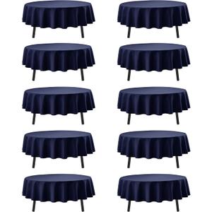 10-Pack Navy Blue Round Tablecloths, 90 Inches, Stain-Resistant Polyester for 4-5 Ft Round Tables - Washable Table Covers for Weddings, Banquets, Birthday Parties, Events