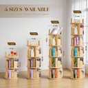 Kryonix Rotating Bookshelf, Solid Pine Wood Spinning Bookshelf Tower 4 Tier, 360° Revolving Bookcase for Kids, Multi-Functiona Corner Round Turning Book Shelf Organizer for Small Spaces