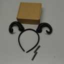 MOSTORY Sheep Horns Headband - Adult Demon Horns Harihoop for Renfaire, Halloween Cosplay (Black)