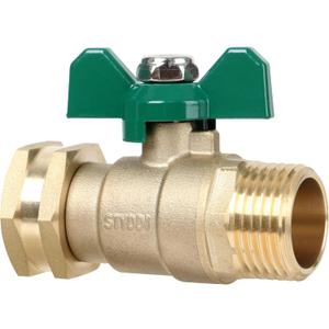 STYDDI Full Flow Brass Garden Hose Shut Off Valve, Heavy Duty 1-Way No Restricted-Flow Water Shut-Off Connector, 3/4 GHT High Flow Hose Ball Valve Adapter Coupling, Lawn Hose-end Flow Control Valve