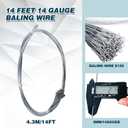 150PCS Baling Wire,14 FT 14 Gauge Galvanized Steel Wire Bulk,Single Loop