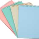 Yansanido Top Bound Spiral Notebook, 4 Pcs 4 Color A5 Size Thick Plastic Hardcover 8mm Ruled Paper 80 Sheets (160 Pages) Journal for School and Office Supplies (Light Color)