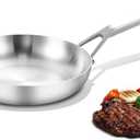 Tri-Ply Fully Bonded Stainless Steel 8inch Frying Pan, Omelette Pans, Egg Pan Durable Chef's Pan, Kitchen Skillets 8in, Induction Pan for Steak,Egg, Compatible with All Cooktops, Up to 600