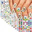 10 x Soccer Game Nail Stickers 12 Sheets - Assorted Country Flag, Jersey & Soccer Ball Design, Self-Adhesive Nail Decals for Women, DIY Manicure Supplies