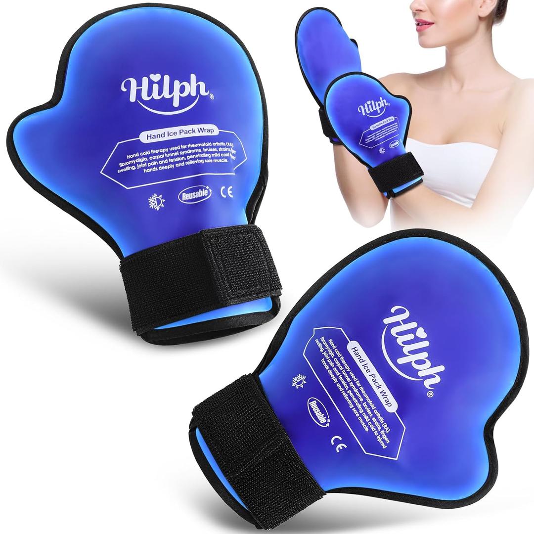 Hilph Large Hand Ice Pack Gloves for Pain Relief 2 Pack, FSA Eligible, Gel Cold Therapy Gloves for Full Hands Finger Wrist Swelling, Chemotherapy & Neuropathy, Carpal Tunne, Arthritis, Working Hands