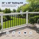 36" x 48" Vinyl Deck Railing Kit, White Porch Guardrail with Black Aluminum Balusters, T-Rail Outdoor Railing Section for Decks, Patios, Balconies and Porches
