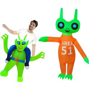 2 Packs Inflatable Alien Costume Halloween Inflatable ET Blow-up Suit Outfit for Adult/Halloween/Mardi Gras/Birthday