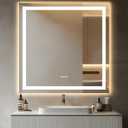 36"x 36" LED Bathroom Mirror with Stepless Dimmable, Backlight Wall Mirrors with Anti-Fog Bathroom Digital Mirror for Wall, 3 Color Modes, Memory Function Smart Mirror