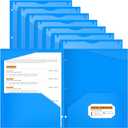 Henoyso 24 Pack Plastic Folders with Clear Front Pocket Back to School Heavy Duty File Folders with 2 Pockets and Card Slot for Student School to Home Supply, Office, Teachers (Blue)