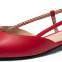 DREAM PAIRS Slingback Flats for Women, Pointed-Toe Elegant Women's Ballet Flats with Buckle Strap, Classic Low Heel Dress Shoes for Casual Work Office Party (8.5, Red)