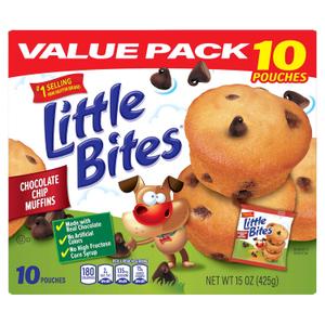 (Value Pack) Little Bites Chocolatey Chip Muffins, 10 individual packs, (1.5 oz each), Made with Real Chocolate Chip Mini Muffins, 15 oz Multipack (EXP 07/12/26)