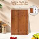 Bamboo Cutting Board, Large Kitchen Chopping Board with Deep Juice Groove & Built-in Handle, Reversible Wooden Charcuterie Board and Serving Tray for Meat, Bread, Fruit, Daily Use, 16110.6''