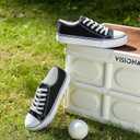 ZGR Womens White Tennis Shoes for Women,Lace up Canvas Sneakers,Casual Walking Canvas Shoes (7, Black)