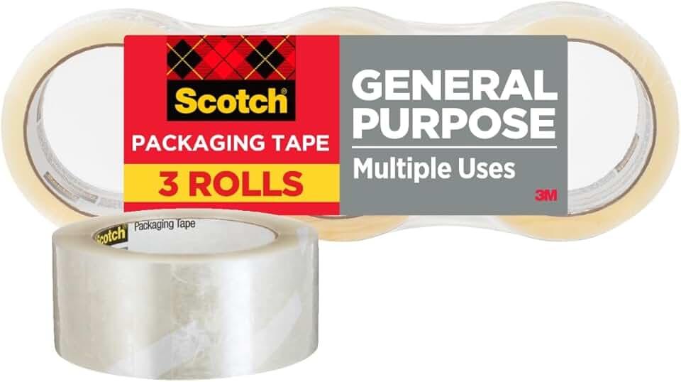 Scotch Lightweight Shipping Packaging Tape, 1.88 Inches x 54.6 Yards, 3 Rolls (3350-3)