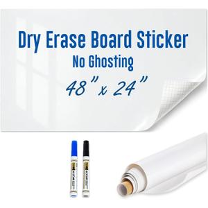 Dry Erase Paper for Wall 48" x 24", Self Adhesive White Board Wallpaper Peel and Stick, No Ghosting Whiteboard Contact Paper for Home Office Classroom