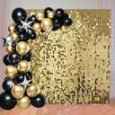 Ozikutech 36 Pcs Light Gold Shimmer Wall Backdrop Panels for Birthday Party Decoration - 6x6 FT Square Sequin Backdrop