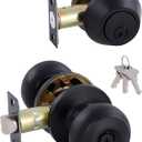 All Keyed Identical Deadbolt Door knob Single Cylinder Deadbolt Lock Combo Set, Classic Matte Black Exterior Door Knobs with Deadbolt Entrance and Front Door Lock (1)