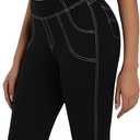 Sunzel Flare Leggings for Women with Pockets, High Waisted Tummy Control Yoga Pants, Wide Leg Denim-Look (Black, S)