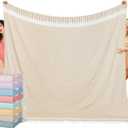 Oversized Turkish Beach Towel Blanket XXL Cotton Sandproof Towels Boho Woven Extra Large Big Sand Free Giant Throw Thick Blankets Huge Quilt XL Picnic Camping Necessities Cloud For Adult Gifts Beige