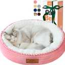 20in Washable Cat Beds for Indoor Cats - Round Donut Pet Bed for Cats, Small Dogs, Puppy, Kitten - Anti-Slip Bottom, Calming Bed Gift - Pink