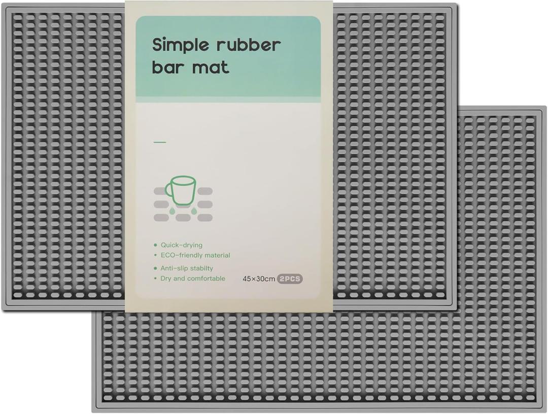 2 Pack Bar Mat, Home Bar Tool Drying Mats, Bar Accessories for The Home Bar Set 18''x12''Gray for Bars, Outdoor Camping, Bar for Home