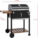 Royal Gourmet CD1824M 24-Inch Charcoal Grill, BBQ Smoker with Handle and Folding Table, Perfect for Outdoor Patio, Garden and Backyard Grilling, Black, Medium