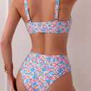 Fanuerg Women's High Waisted Bikini Sets Ditsy Floral Printed Two Piece Swimsuit Adjustable Strap Bathing Suit S