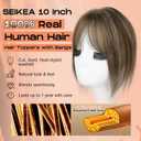 SEIKEA Hair Toppers for Women Real Human Hair, 10" Clip in Bangs Hand-tied Base 1.4 * 2.2inch Natural Realistic with Thinning Hair with Wispy Bangs Chocolate Brown
