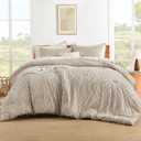 Litanika Comforter Super King Size Set Khaki, 3 Pieces Chevron Tufted Solid Bedding Comforter Sets, Fluffy Bed Set