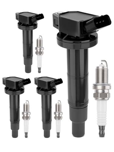 4PCS UF333 Ignition Coils & Iridium Spark Plug Compatible with Toyota Camry RAV4 Highlander Corolla, Lexus HS250h 2001-2012 L4 2.0L 2.4L# UF-333 90919-02244