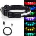 Light Up Dog Collar, Safety LED Dog Collars Rechargeable 7 Colors in One Lighted Dog Collar Glow in The Dark Dog Walking Light, Neon Durable Nylon Adjustable Buckle (XS (10.4-14" / 26.4-35.6 cm))