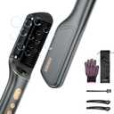 Hair Straightener Brush, Upgraded Ionic Hair Straightener Comb with Oil-Infused, Anti-Frizz Ceramic, Anti-Scald, 9 Temp Settings & LED Display, Dual Voltage, Straightening Brush for All Types