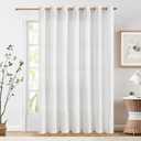 jinchan Linen White Curtain for Living Room Divider Extra Wide 100 Inch Light Filtering Semi Sheer Grommet Patio Curtain for Sliding Door Coastal Decor Sunroom Floor to Ceiling Window Panel 100"x84"