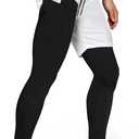 Aolesy Men's 2 in 1 Running Pants, Gym Workout Compression Pants for Men Training Athletic (White, S)