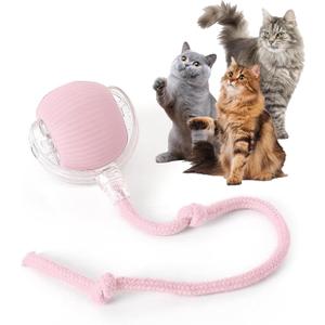 Rocfish Durable Interactive Cat Toys for Indoor Cats, Smart Automatic Cat Chase Ball Toy, Upgraded Speedy Tail Kitten Toy for Bored Indoor Adult Pets (Pink)