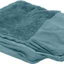 Furhaven Replacement Dog Bed Cover Plush & Suede Sofa-Style, Machine Washable - Deep Pool, Medium