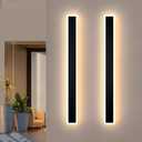 2 Pack 47.2 inch Modern Led Outdoor Wall Light, 3000K-6000K 10%-100% Dimmable Lights for Outside, IP65 Waterproof Wall Sconce Light with Remote Control for Porch,Hallway, Garage,Patio,Stairway,Yard