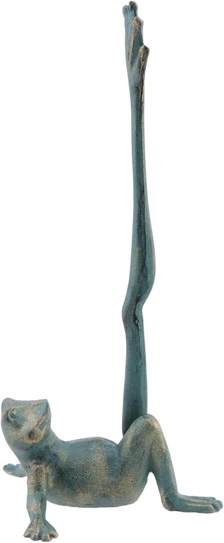 HEVSTIL Cute Cast Iron Frog Paper Towel Holder – 13.8" Tall Toilet Paper Stand for Bathroom & Kitchen – Sturdy No-Assembly Frog-Shaped Holder for Paper Towels, Toilet Rolls or Yarn