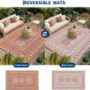Garvee Reversible Outdoor Rug 9x12 for Patio, Waterproof Outdoor Area Rug, Modern Medallion Indoor Outdoor Rugs, Plastic Straw Rug for RV, Camping, Deck, Vintage Terracotta