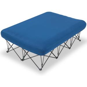 KAMPKEEPER Camping Cot,Camping Cots for Adults,Folding Camping Cot with Inflatable Air Mattress and Carry Bag,for Outdoor Travel Camp Beach Vacation (not Included The Airpump) (Queen, Dark Blue)