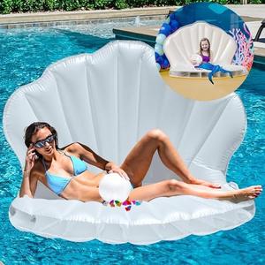 Jambo Inflatable Seashell Pool Float and 12 Diving Gems, Pool Floats, Mermaid Floaty for Adults Kids, Clam Shell Photo Prop for Party, Giant Shell Floaty, Funny Floats for Teen Girls, Float Floaty