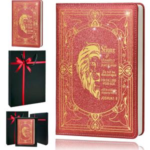 Christian Gifts,A5 Hardcover Leather Journal for Women - 200 Pages Premium Paper Notebook,Lion Journal with 180 Lay Flat Design for Daily Diary, Prayer & Planning (Lion Red)