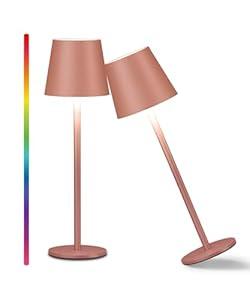 Faithorse 2pc 5200mAh RGB Cordless Table Lamp, RGB 8 Modes & Touch Control Rechargeable Battery Desk Lamp, IP54 Waterproof Battery Operated Lamp for Bedroom/ Restaurant/ Camping/ Bars (Rusty Red)