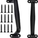 2 Pcs 7.6" Gate Handle Carbon Steel Casting Sliding Barn Door Handles, Fence Outdoor Barn Door Hardware Iron Hardware Pulls (Vintage Farmhouse Cabinet Pulls,Garage(with Screws)