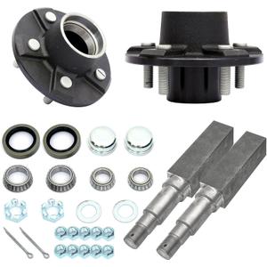 FKG Trailer Hub Spindle Kit 5 Bolt on 4.5 Inch 5-4.5" Bolt Circle Hub Fit for 3,500 lb. axles with 1-3/8 Inch to 1-1/16 Inch Tapered Spindles, Set of 2