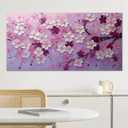 Tarfupth Pink Flower Wall Art for Living Room Large Tree White Botanical Canvas Prints for Bedroom Office Girls Room Office Home Decor 20x40 Inch, 20L" x 40W"