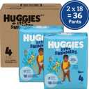 Huggies Little Swimmers Disposable Swim Diapers, Size 4 (24-34 lbs), 36 Ct (2 Packs of 18)