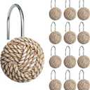 Sunlit Boho Knots Shower Curtain Hooks, Home Decorative Shower Curtain Rings for Bathroom, Seaside Nautical Shower Curtain Hangers Bathroom Accessories, Set of 12
